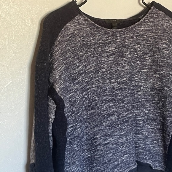 J.CREW Navy Blue Color-block Wool Blend Long Sleeve Crop Short Top Sweater Small - Picture 1 of 8